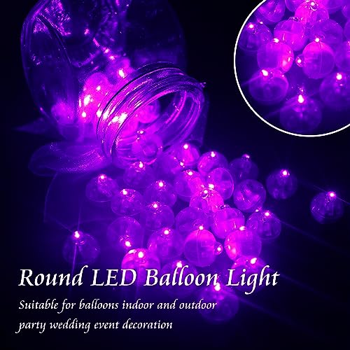 Mini Purple LED Balloon Lights 50pcs Waterproof Party Decoration