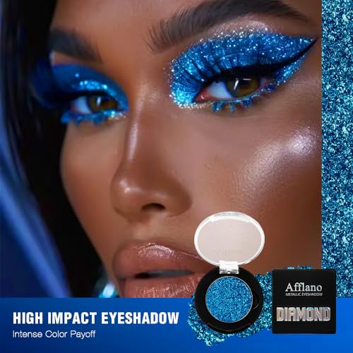 Blue Glitter Eyeshadow - High Pigment Holographic Metallic Eye Shadow #30H Blue