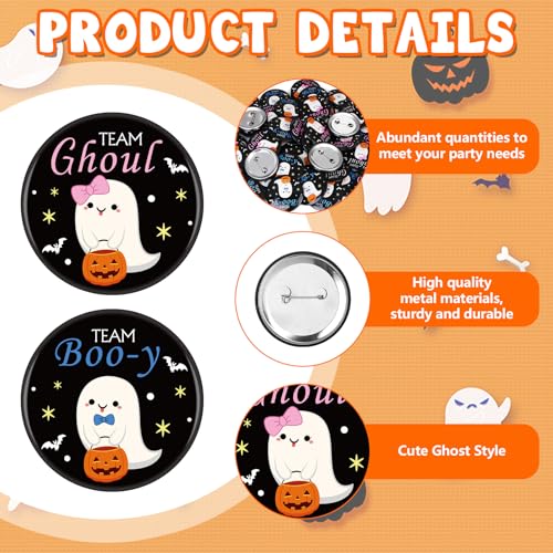 Halloween Ghost Button Pins Set - 50 Gender Reveal Party Decorations