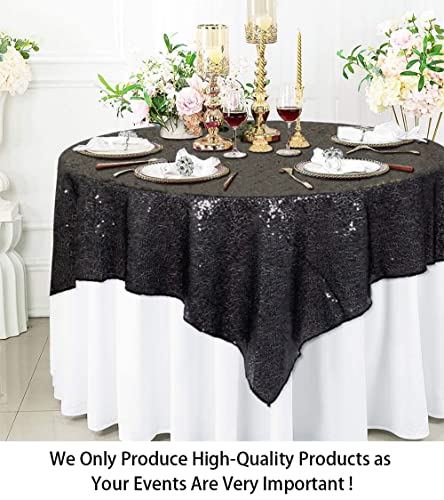 Sequin Tablecloth 72x72 Inch Square Black Glitter Party Wedding Decor - ShinyBeauty