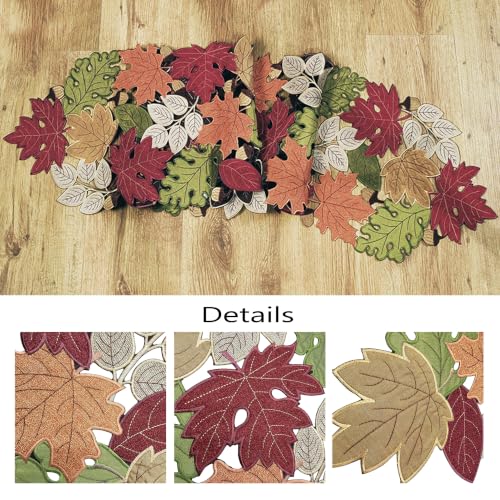KEVA Fall Maple Leaves Table Runner 13x72in for Thanksgiving Autumn Decor