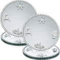 Silver Mirrored Glass Charger Plates 13 Inch - Christmas Style Rim - Set of 6