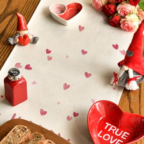 Heart-Shaped Tree Table Runner - 13x90 Inch Beige Valentine's & Wedding Decor