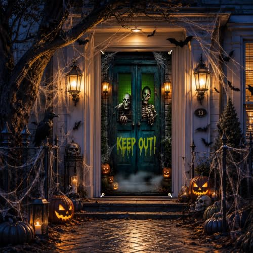 Halloween Door Cover Skeleton Party Decor Keep Out - Variation 10