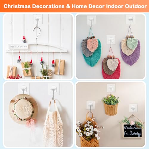 20 Pack Heavy Duty Wreath Hangers for Front Door - Clear Over-the-Door Hooks for Holiday & Home Decor