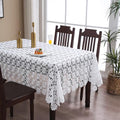 White Crochet Lace Rectangular Tablecloth 104x60 Inches Rustic Wedding & Party Cover
