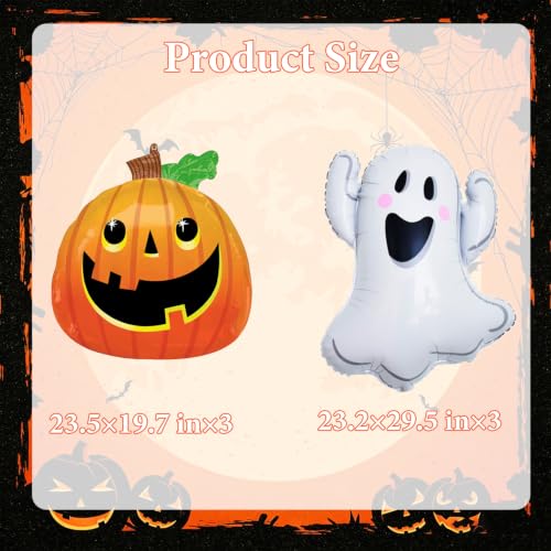 Orange Halloween Balloons Set - Ghost & Pumpkin Inflatable Party Decorations, 6 Pieces