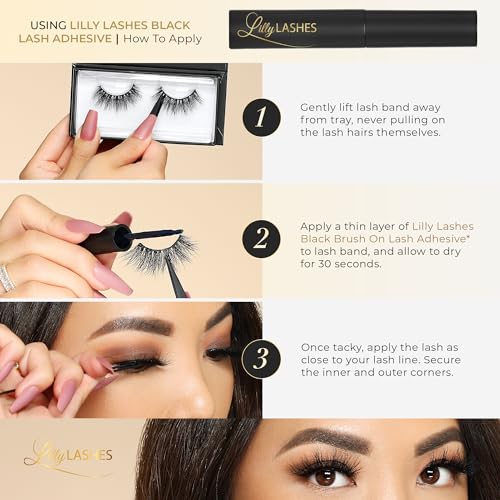 Lilly Lashes Miami Flare 3D Mink False Eyelashes - Wispy, Reusable, Fluffy Strip Lashes