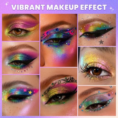 UCANBE Multichrome Chameleon Eyeshadow Palette - 4 Color Holographic Metallic Glitter