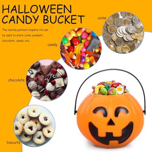 Halloween Pumpkin Buckets Pack of 2 - Trick or Treat Candy Holders for Kids