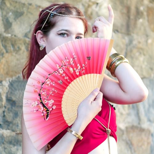Chinese Folding Hand Fans Set of 20 - Silk & Bamboo Decorative Fans for Women