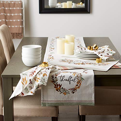 Fall's Bounty Reversible Autumn Table Runner 14x108 for Fall Decor - Thankful Collection
