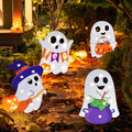 Lighted Halloween Ghost Yard Signs Pack of 4 Outdoor Lawn Decorations