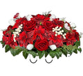 Artificial Cemetery Flowers for Grave Decoration with Adjustable Headstone Saddle - Realistic Winter Memorial Arrangement