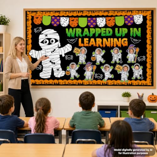 Halloween Mummy Bulletin Board Set - Wrapped Up in Learning Classroom Decor - Variation: Halloween