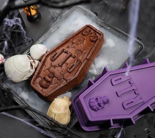 Silicone Coffin Cake Pan - 12 Inch Tombstone Mold for Halloween Baking - Variation: Coffin