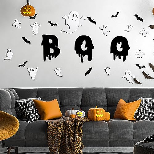 Halloween Wall Decor Ghost & Bat Stickers 3D Window Decals - Halloween1