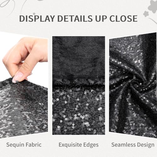 Black Sequin Fitted Elastic Tablecloth 30x72 Inch for Rectangle Tables - 1 Pack - Variation of THIS listing