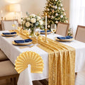 Gold Sequin Table Runner Set - 15 Pack 12x108 Inches for Weddings & Parties