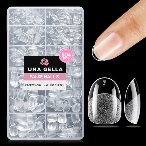 Oval XS Nail Tips - Extra Short Clear Fake Nails 504pcs for DIY Salon & Home Use