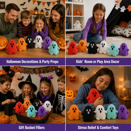 Halloween Plush Ghost Toys Set - 18 Soft Mini Decorations & Party Favors