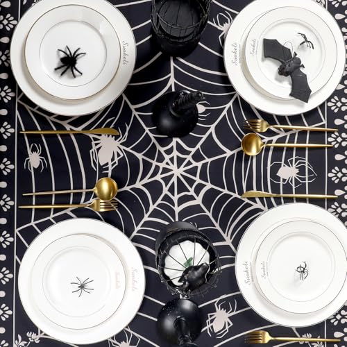 Halloween Gothic Table Cloth 51x72 Inches Spider Web Victorian Black