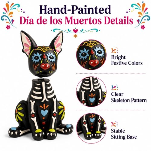 Day of The Dead Dog Figurines Black Dog - Pet Ofrenda Decorations for Altar & Halloween