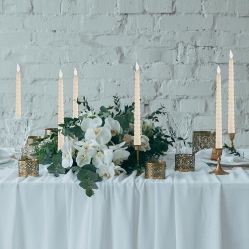 Ivory Spiral Flameless Taper Candles 50 Pack 10.8 Inch Battery Operated Flickering LED for Weddings Halloween Christmas