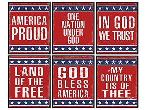 American Flag Wall Art - Patriotic & Religious Decor for Home & Office
