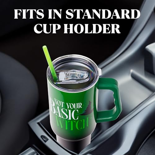 40oz Stainless Steel Tumbler with Handle - Wicked Elphaba Not Your Basic Witch Variation