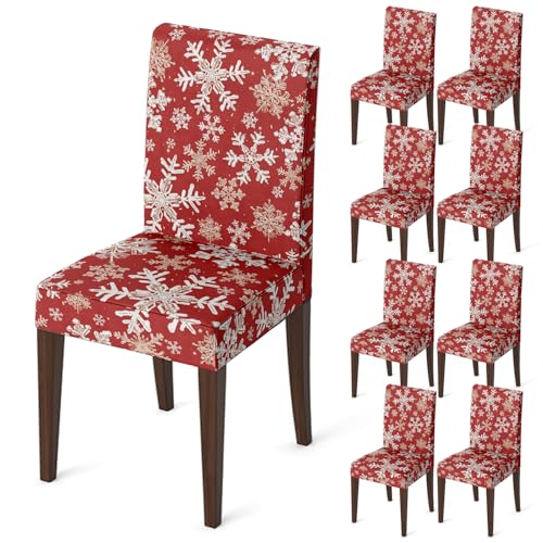 Christmas Red Snow Stick Figure Chair Covers - 8PCS Holiday Home Decor