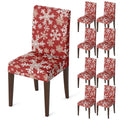 Christmas Red Snow Stick Figure Chair Covers - 8PCS Holiday Home Decor