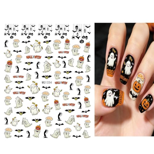 Halloween Nail Stickers Set - Ghost Spider Skull, 12 Sheets, Style-09