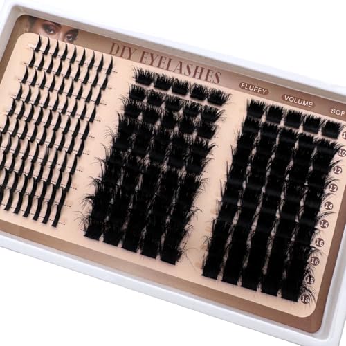 DIY Faux Mink Lash Clusters with Spikes - Wispy Fluffy Eyelash Extensions, Reusable False Eyelashes - Chase/M-200D+300D