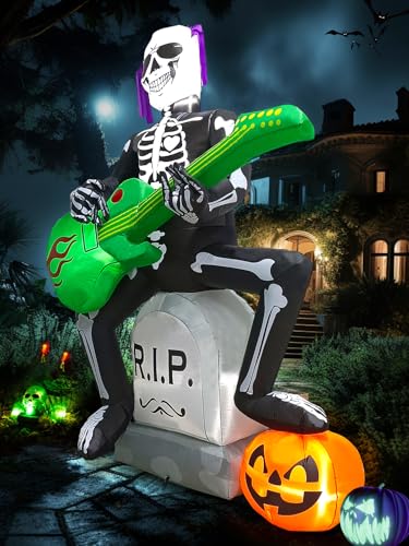 7 FT Halloween Inflatable Skeleton Ghost Outdoor Decorations with LED Lights