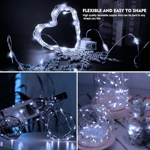 White 48 Pack LED Fairy String Lights Waterproof Battery Operated 7ft for Wedding Party Garden