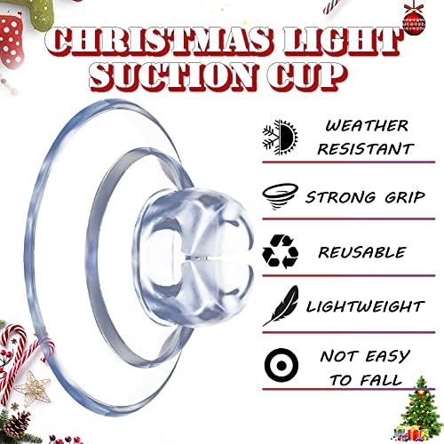 200 Pcs Christmas Light Suction Cup Hooks - Holiday Window Clips & Holders, 1 1/5 Inch