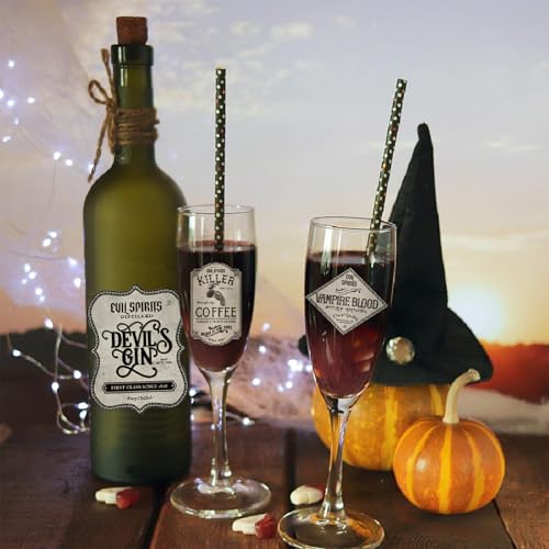 36Pcs Halloween Wine Bottle Labels Stickers Retro Potion Theme Decor