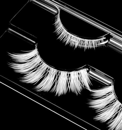 White False Eyelashes for Halloween, Christmas & Anime Costumes - Lightweight Synthetic Lashes