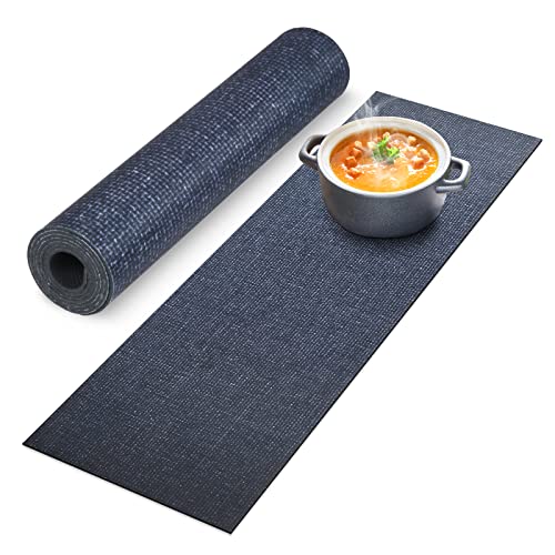 Heat-Resistant Table Runner & Trivet Set 12x40 Inch Waterproof Farmhouse Kitchen Decor - Black Line
