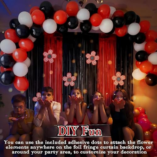 Black and Red Foil Fringe Curtain Backdrop for Halloween Party Decorations - 2 Pcs