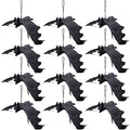 Halloween Hanging Bats Set of 12 Rubber Spooky Flying Bat Decorations