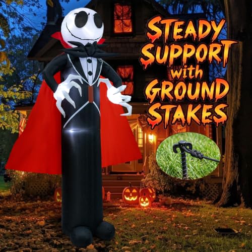 12FT Halloween Skeleton Inflatable with LED Lights - Spooky Outdoor Decor