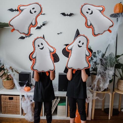 Halloween Ghost Balloons Kit - White Ghost Shape Aluminum Foil Balloons for Party Decor, 8PCS