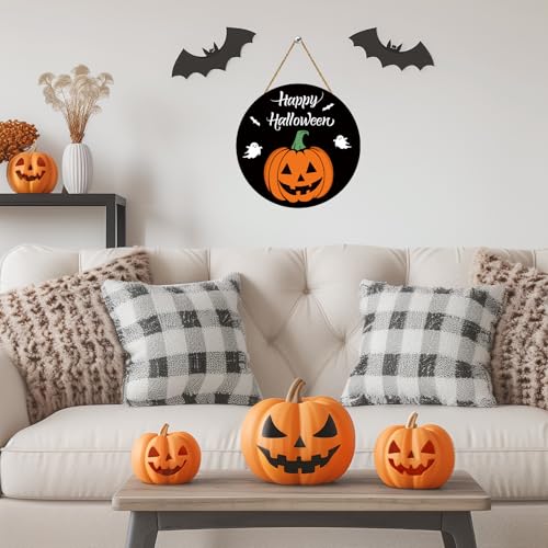 Halloween Door Sign - Cute Pumpkin Ghosts Bats Happy Halloween Decoration