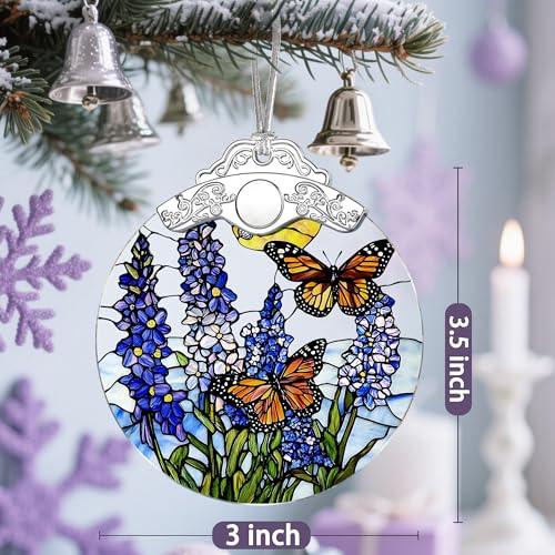 Lavender Butterfly Stained Glass Christmas Ornament - Holiday Tree Decor & Gift Idea