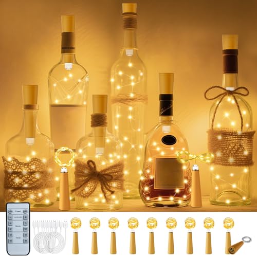 USB Rechargeable Wine Bottle Lights with Cork & Remote Control