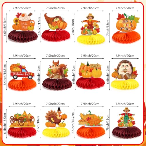 Fall Honeycomb Centerpieces 12pcs for Thanksgiving Party Table Décor - Variation of Fall