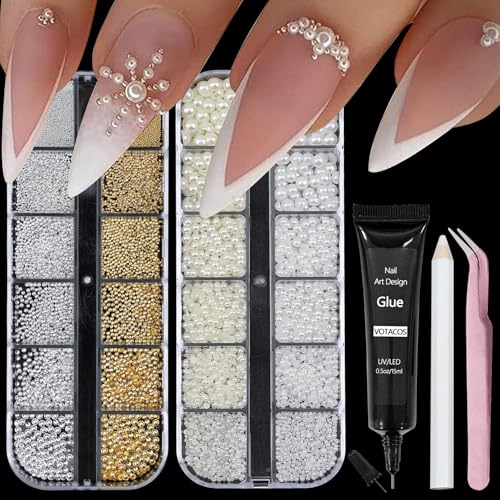 Colorful Flatback Nail Art Pearls & Charms Set for Manicure - VOTACOS