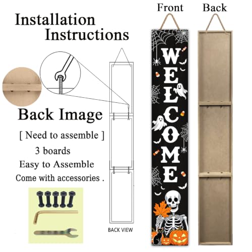 Halloween Welcome Sign for Front Door - Spooky Ghost Porch Decor 47x7.8 Inches - Hallowen Ghost Welcome